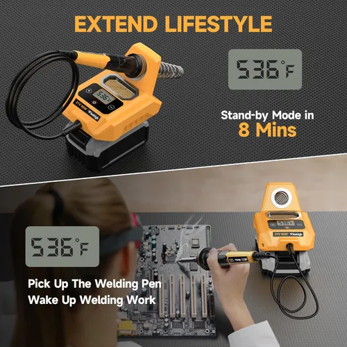 Miniatura 4 de Estación de soldadura inalámbrica compatible con batería Dewalt de 20 V Max, pantalla digital, estación de soldadura de calentamiento rápido