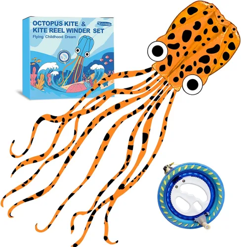 Miniatura 17 de Cometas de pulpo para niños y adultos fáciles de volar, 24 x 158 pulgadas, kit de cometa grande y suave para niños y niñas, juego de cometa de playa