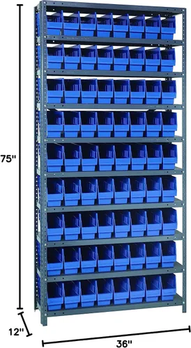Miniatura 611 de Quantum QSBU-245BK Heavy Duty Shelving Unit with (7) Shelves and (24) QUS245 Black Bins for Garage Warehouse Storage Distribution 400 lb Load