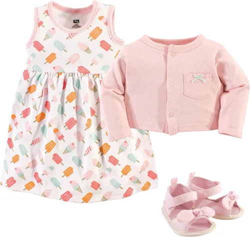 Miniatura 2 de Hudson Baby baby-girls Cotton Dress, Cardigan and Shoe Set