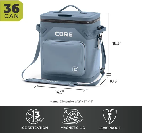 Miniatura 5 de CORE - Bolsa de enfriador suave a prueba de fugas magnética con cremallera impermeable Bolsa aislada enfriador portátil Mejor enfriador suave