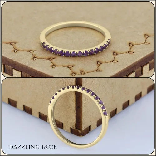 Miniatura 3 de Dazzlingrock Collection Anillo de boda elegante con piedras preciosas o diamantes redondos para mujer en oro macizo