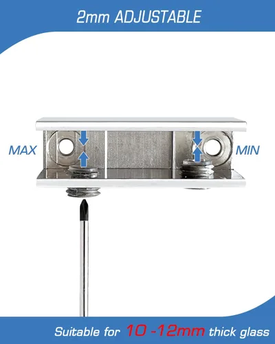 Miniatura 6 de Alise Soporte de ducha ajustable para estante de vidrio, soporte de abrazadera rectangular resistente para estantes de vidrio de 0.394-0.472 in