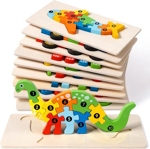 Miniatura 9 de Paquete de 6 rompecabezas de madera de animales para niños de 3 a 5 años, juguetes Montessori para bebés de 3, 4, 5, 6 años, rompecabezas
