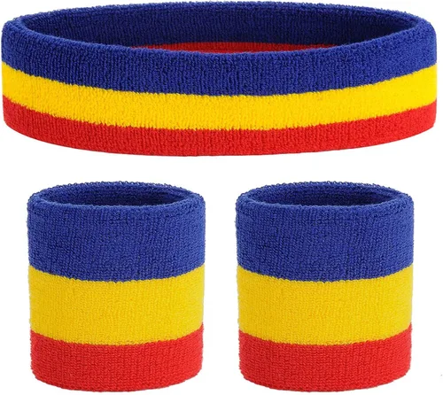 Miniatura 8 de ONUPGO - Conjunto de diadema y muñequeras deportivas para el sudor, hechas de algodón con bucles, muñequeras, contra humedad