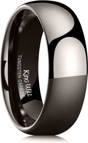 Miniatura 99 de King Will Alianza de boda de carburo de tungsteno para hombres y mujeres, anillos de promesa para parejas abovedados de alto pulido