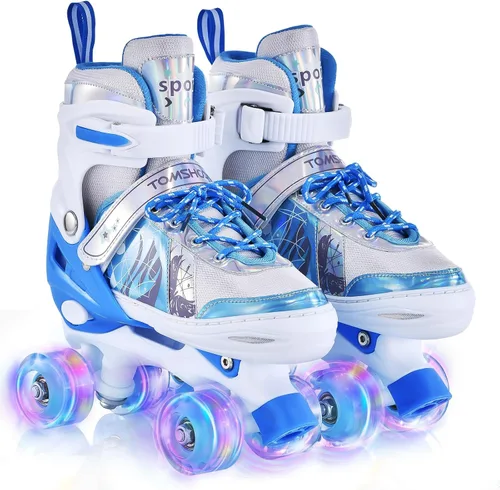 Miniatura 9 de TOMSHOO Patines de ruedas para niños y niñas de 3 a 5, 5 a 8, 6 a 12, 4 tamaños, patines ajustables con ruedas iluminadas, para regalo de cumpleaños