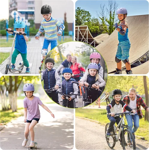 Miniatura 6 de Casco de bicicleta para niños, cascos para niños pequeños para edades 5-8-9-10-12-14-16 años, jóvenes niños y niñas, casco ajustable para niños Negro