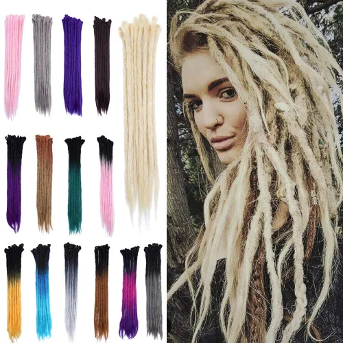 Miniatura 8 de Extensión de rastas de 24 pulgadas, color degradado para hip-hop, sintéticas, resistentes al calor, extensiones de rastas de terror reggae, Bleach