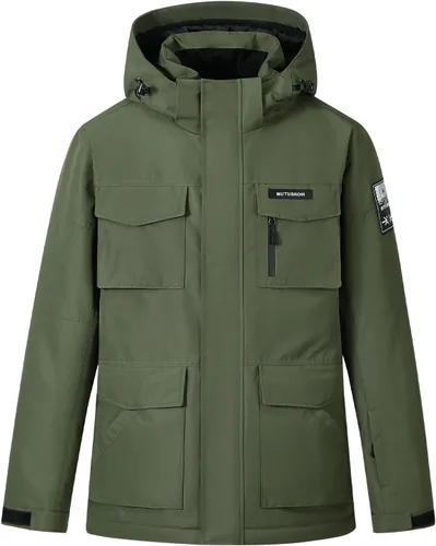 Chaqueta de esquí para hombre, impermeable, resistente al viento, capucha extraíble para invierno, para motos de nieve, senderismo