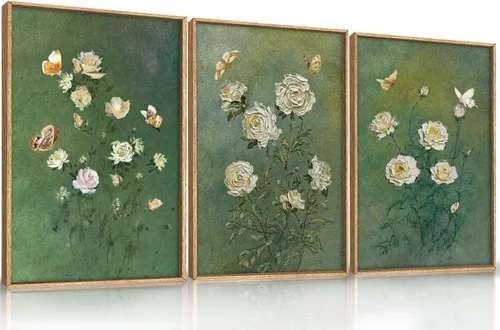 Miniatura 39 de LHIUEM Gran Arte de Pared de Lienzo Abstracto Marrón Gris Enmarcado, Decoración de Pared en Toques de Pincel Pastel, Pintura de Pared Moderna