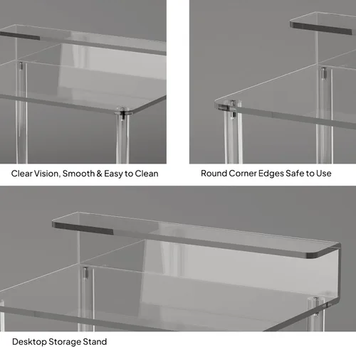 Miniatura 4 de Eglaf - Escritorio pequeño de acrílico, mesa de tocador moderna con soporte de escritorio 23.6'' L x 15.8'' W x 33.9'' H, Clear Makeup Table