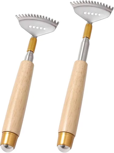 2 Piezas Rascadores de Espalda, Rascadores de Espalda de Metal Extensibles para Adultos y Niños, 2 Tamaños Largos de 20 y 24 (Pulgadas), Garra de