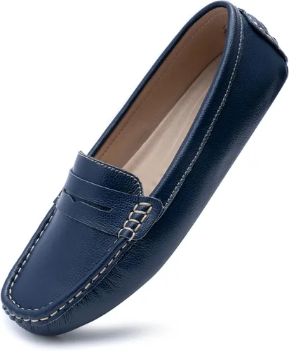 Heydonic Mocasines para mujer, mocasines suaves, casuales, para caminar, conducir, oficina, penny planos, zapatos de barco para mujer, sin cordones,