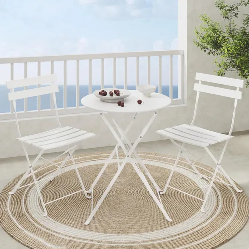 Miniatura 13 de Grand patio Juego de muebles plegables de 3 piezas para exteriores con marco de acero de primera calidad, diseño portátil para bistró y balcón Verde