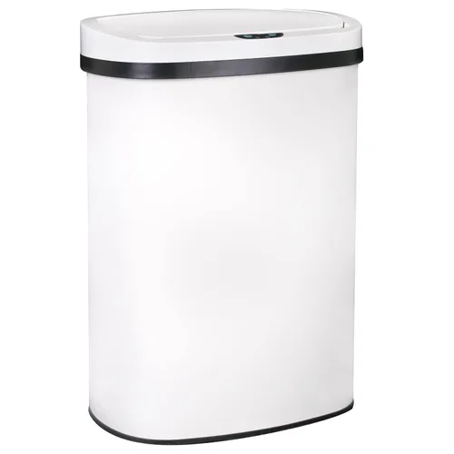 Miniatura 18 de BestOffice Papelera de plástico de 13 galones con tapa Roja Basurero automático sin tacto Control de olores Diseño ovalado moderno Fácil
