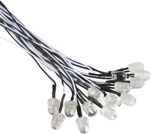 Miniatura 27 de 30 piezas de luces LED UV de 12 voltios, 3 mm, diodo emisor precableado, 20 cm, DC 12 V, lente transparente, luz LED ultravioleta, pequeñas lámparas