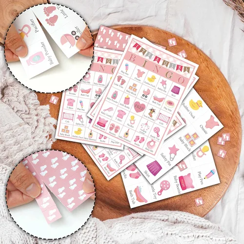 Miniatura 3 de Juegos de bingo para baby shower y decoraciones para fiestas, juego de revelación de género para 24 jugadores (A08)