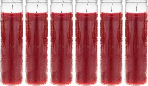 Mega Candles 6 velas de oración devocionales sin perfume de color rojo para 7 días, velas de cera prémium de 2 x 8 pulgadas, santuario, vigilias,
