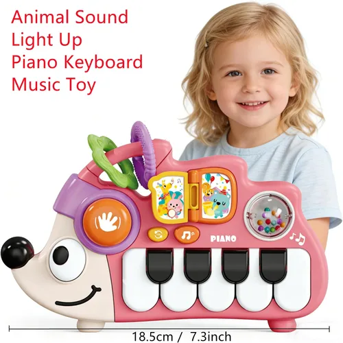 Miniatura 4 de Juguete musical para bebé de 6 a 12 meses, teclado musical con luz de erizo, sonido de animal, niño de 12 a 24 años, aprendizaje temprano, juguetes