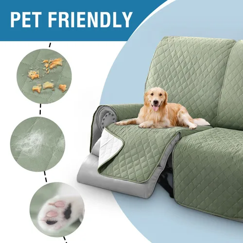 Miniatura 6 de H.VERSAILTEX Funda de sofá reclinable 100% impermeable con bolsillo para 2 asientos, antideslizante, suave, lavable, protector de muebles