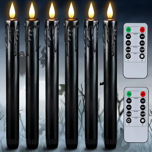 Miniatura 11 de Homemory 6 velas cónicas cerosas sin llama con control remoto, velas parpadeantes que funcionan con pilas, velas falsas LED altas para el hogar
