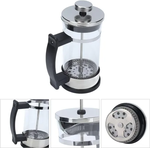 Miniatura 8 de TITA-DONG Cafetera de prensa francesa de 11.8 fl oz, prensa francesa de vidrio de borosilicato con filtro, filtro de doble capa, cafetera francesa