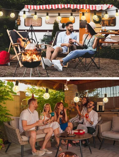 Miniatura 7 de Cadena de luces para exteriores de 50 pies con bombillas G40, luces impermeables para patio con 27 bombillas LED inastillables (2 repuestos)