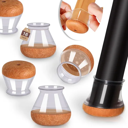 Miniatura 16 de Protectores de suelo para patas de silla cuadrados, protectores de suelo para patas de silla de silicona, tapas de fieltro, fortalecimiento