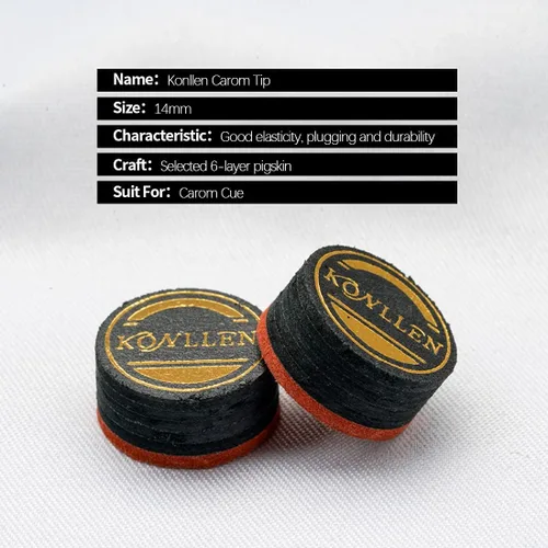 Miniatura 7 de KONLLEN Billar de billar de billar de 0.551 in, 8 capas de piel para taco profesional, accesorios de billar duraderos Carom Tip-H-5pcs-6 Capas