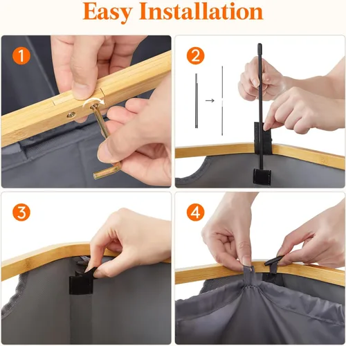 Miniatura 6 de Lifewit Cesto doble para ropa sucia de 150L con tapa, cesta grande dual para ropa sucia con bolsas removibles, 2 secciones estéticas de cestos