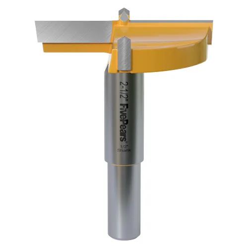 FivePears Broca Forstner de vástago de 1/2 pulgada, diámetro de corte de 2-1/2 pulgadas, sierra de corona para madera con punta de carburo, cortador