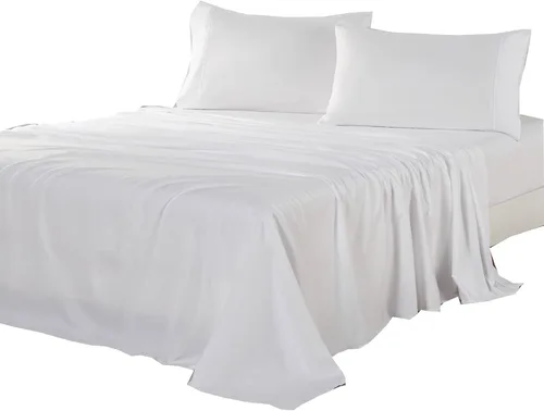 Kingnex Sábana Plana Extragrande King 132x110 para Cama Extra Ancha King o California King Duradera Suave Doble Cepillado Microfibra 1800 Solo Blanco