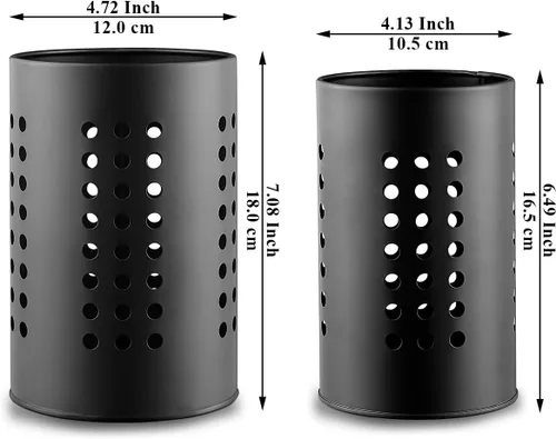 Miniatura 2 de Evanda Soporte para utensilios de cocina para encimera, paquete de 2, organizador de utensilios de acero inoxidable negro, organizador elegante