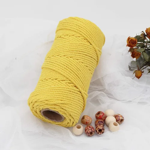 Miniatura 21 de Cordón de macramé de 1/64 pulgadas (0.157 in) de color rosa claro, hilo de algodón natural para tejer a mano a mano, 4 hebras para colgar
