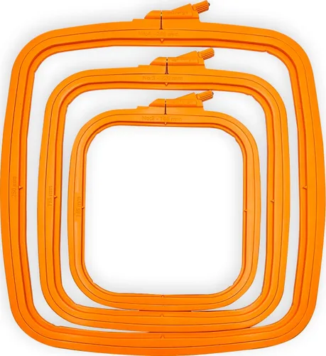 Miniatura 40 de Nurge 5 aros cuadrados grandes de plástico para bordar, aro de costura cruzada, aro de aguja perforadora, multicolor