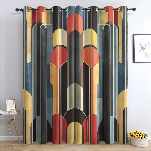 Miniatura 12 de Cortinas opacas con degradado azul de 39 pulgadas de largo, cortinas abstractas para decoración de dormitorio, cortinas de ventana modernas