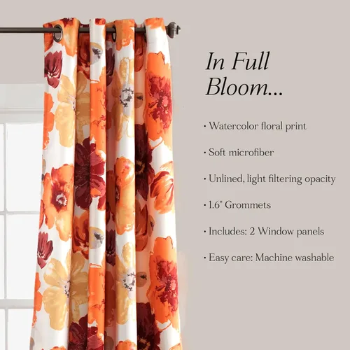 Miniatura 7 de Lush Decor Leah - Juego de 2 paneles de cortinas para oscurecer la habitación, 84 x 52 pulgadas, rojo/naranja