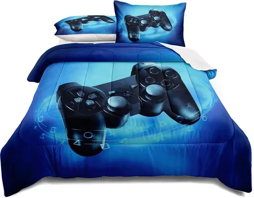 Miniatura 8 de Juego de ropa de cama para videojuegos tamaño individual, juego de edredón gamer para niños, niñas y adolescentes, microfibra suave, coloridos
