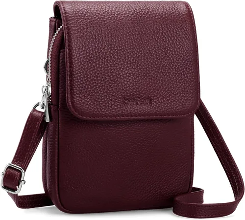 Miniatura 13 de befen Bolsos cruzados pequeños de cuero genuino para mujer, bolsa cruzada para teléfono celular con ranuras para tarjetas de bloqueo RFID