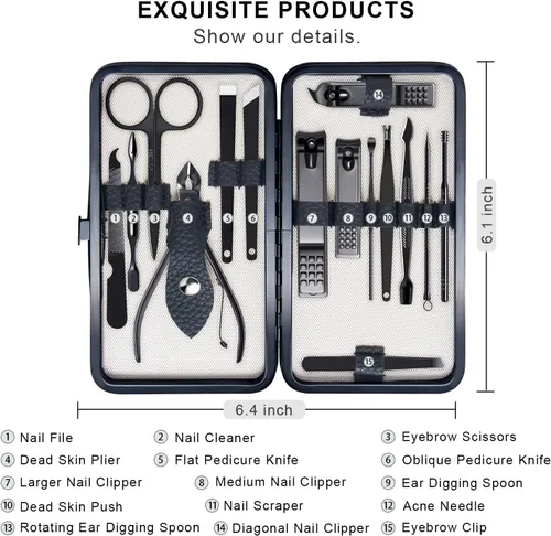Miniatura 4 de FIXBODY Cortaúñas para hombres, kit de aseo de uñas, kit de manicura de regalo para hombres, juego de cortaúñas para mujeres, cortaúñas y cortaúñas