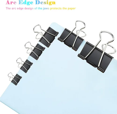 Miniatura 5 de Clips pequeños para carpeta, paquete de 96, 3/4 pulgadas, estándar de 0.748 in, negro, capacidad de 0.31 pulgadas, abrazadera plegable, clips