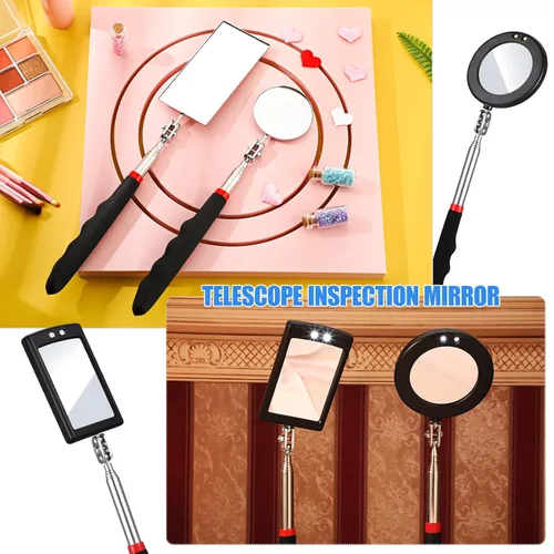 Miniatura 5 de 4 Piezas Espejo de Inspección Telescópico Espejo de Inspección Telescópico con Luz LED Flexible Herramienta para Verificación y Observación
