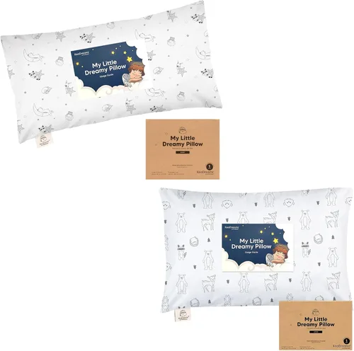 KeaBabies Almohada para niños pequeños con funda de almohada y tamaño jumbo de 14 x 20 pulgadas, almohadas suaves de algodón orgánico para dormir,