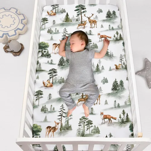 Miniatura 24 de PHF Paquete de 4 sábanas suaves de dinosaurio para cuna, cómodas sábanas transpirables para niños y niñas, 28 x 52 pulgadas, se adapta a colchones