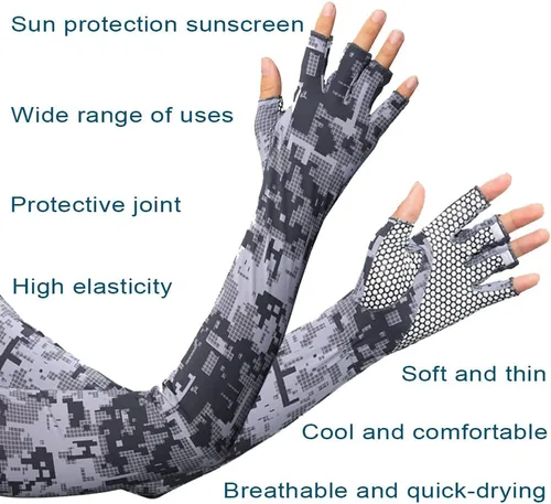 Miniatura 2 de Mangas de brazo con guantes de protección UV para hombres y mujeres Ciclismo Manga de brazo de hielo sin dedos compresión solar cubierta de brazo