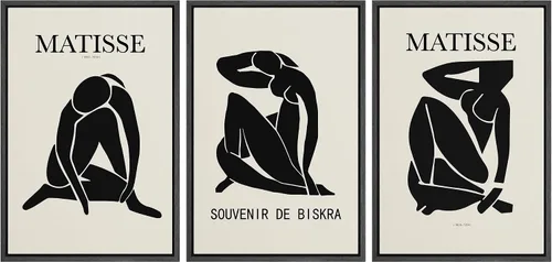 Miniatura 139 de SIGNLEADER Lienzo enmarcado para pared, juego de arte de collage de polígonos retro marrón tostado, ilustraciones con formas abstractas, arte