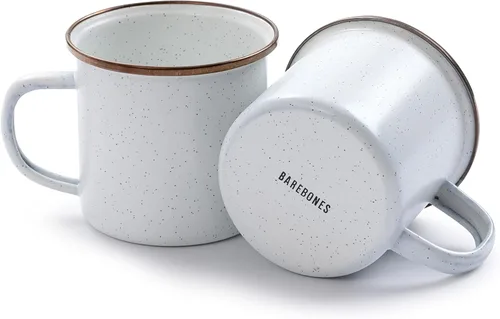 Miniatura 3 de Barebones Juego de 2 tazas de café esmaltadas de 16 onzas, taza de campamento con borde de acero inoxidable