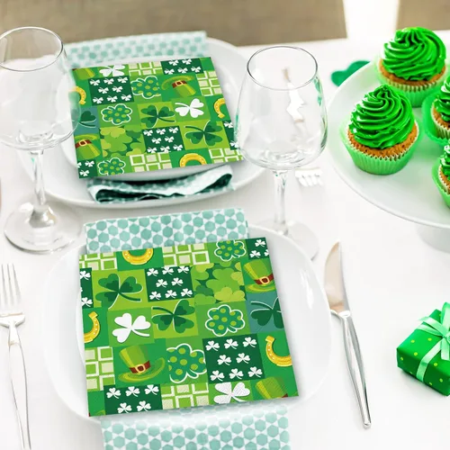 Miniatura 6 de JarThenaAMCS 80 servilletas de papel del día de San Patricio, servilletas de cena de trébol de la suerte de trébol de la suerte desechables