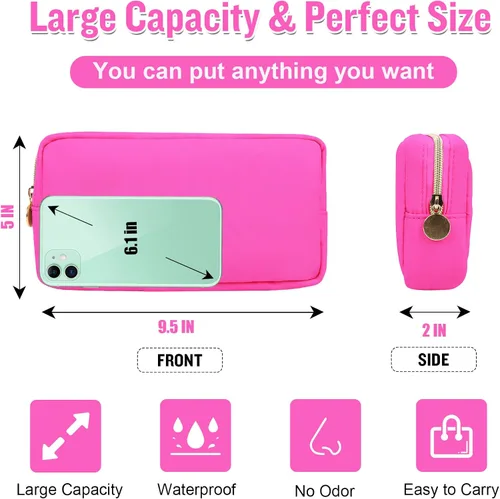 Miniatura 2 de Bolsa de maquillaje pequeña de nailon para bolso, bonita bolsa de maquillaje preparada, bolsa de cosméticos con cremallera, bolsa de aseo portátil